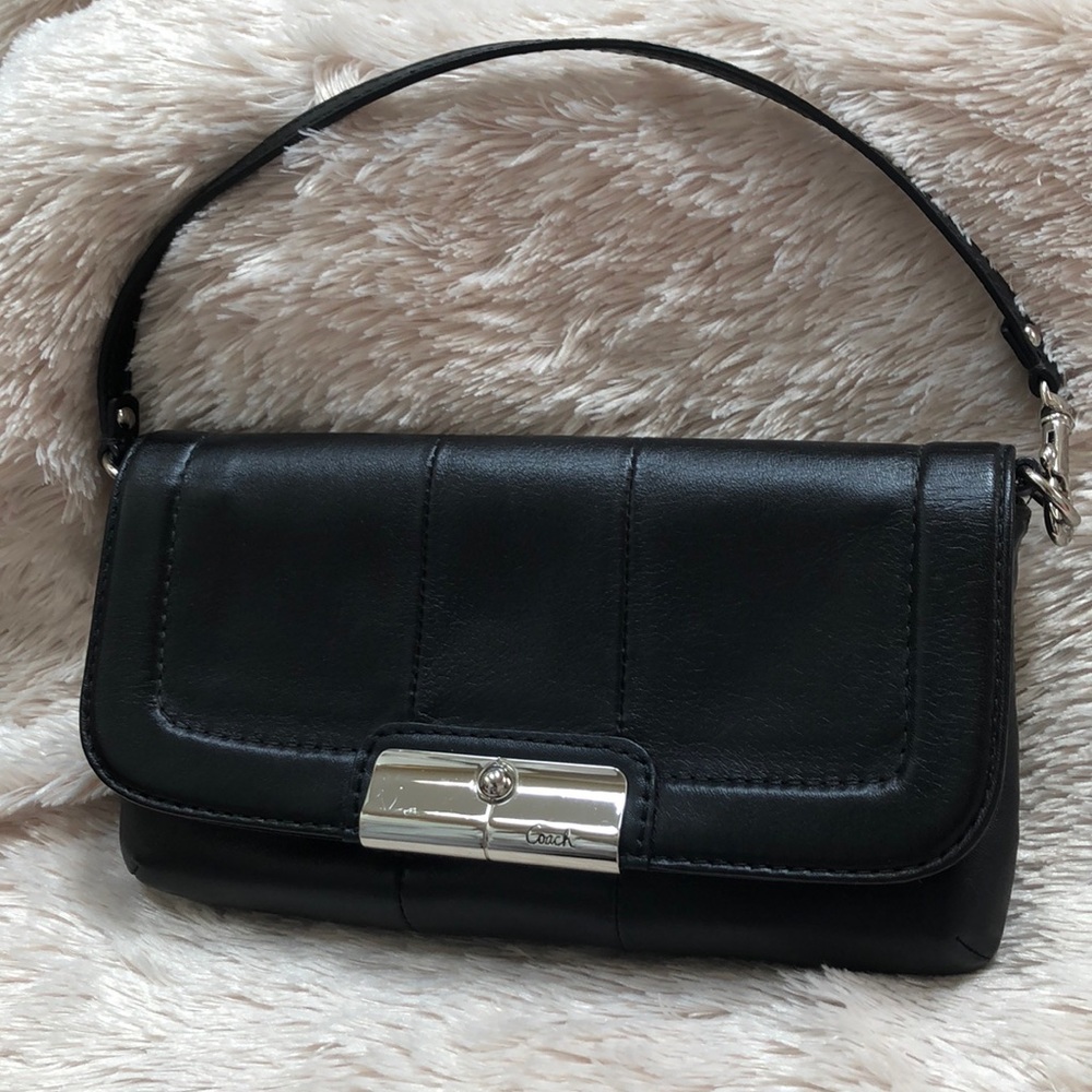 Coach -Kristen - Large Black Leather Wristlet